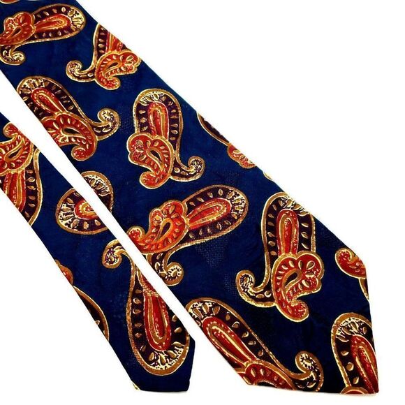 Aquascutum London‎ Silk Tie Blue Paisley Print - Picture 1 of 6